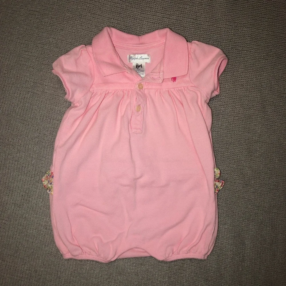 Ralph Lauren Pink Ruffle Bum Bubble Romper